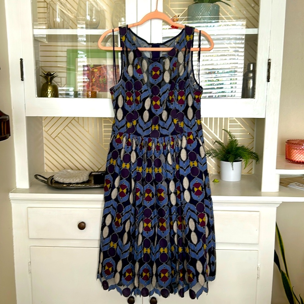 Maeve Chelan Purple Mesh Dress Fit Flare Dress Anthropologie